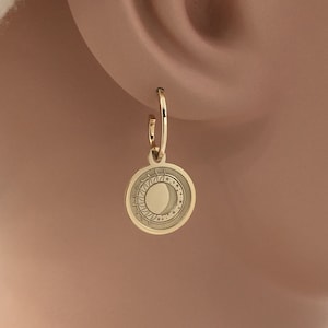 Real 14k Solid Gold Hoop Earring Sun And Moon, Drop Earring, Dainty Sun & Moon Earring Jewelry, Personalized Earring, Minimalist Earring