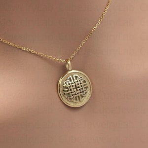 Real 14k Solid Gold Dara Knot Necklace, Celtic Knot Symbol, Personalized Dara Knot Pendant, Viking Dara Knot Charm Jewelry, Irish jewelry