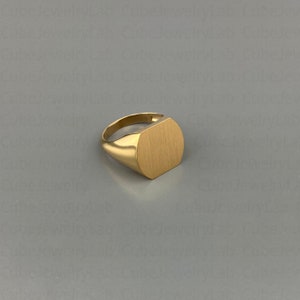 Solid Gold Ring, Anniversary Gift, Engraved Initial Gold Ring, Personalized Signet Ring, Unisex Custom Gold Ring, Graduation Ring Gift