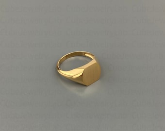 10k Solid Gold Signet Ring, Engraved Ring, Personalized Ring, Gold Pinky Ring, Elegant Ring, Initial Gold Ring Jewelry, Unisex Ring Gift