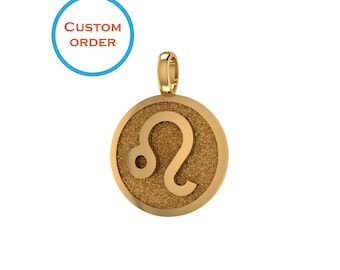 Real 14k Solid Gold Leo Zodiac Necklace, Personalized Leo Sign Pendant, Dainty Zodiac Charm Jewelry, Custom Zodiac Gift