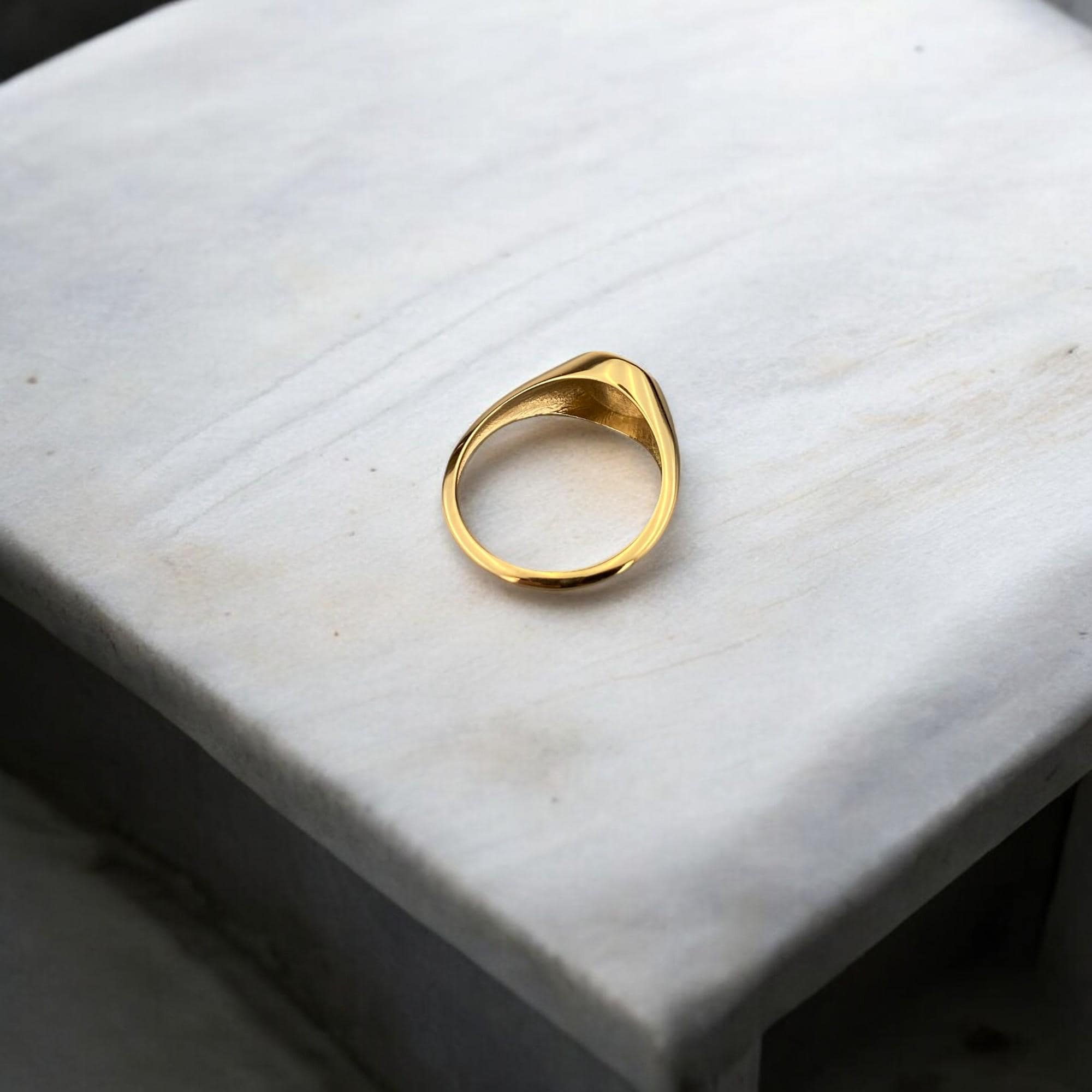 Signet Ring Real Real 10k Solid Gold Circle Signet Ring, Any Letter Signet Ring ...