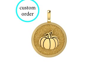 14k massief gouden pompoenketting, Halloween-sieraden, Halloween-hanger, gouden pompoenbedel, sierlijk gouden Halloween-cadeau