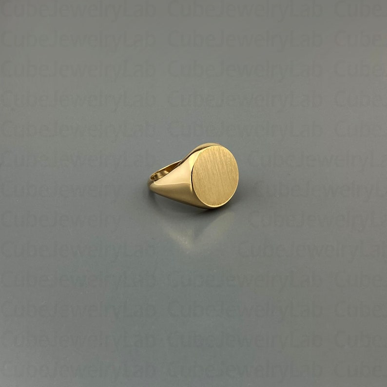 Signet Ring Real Real 18k Solid Gold Circle Signet Ring, Engraved Signet Ring ...