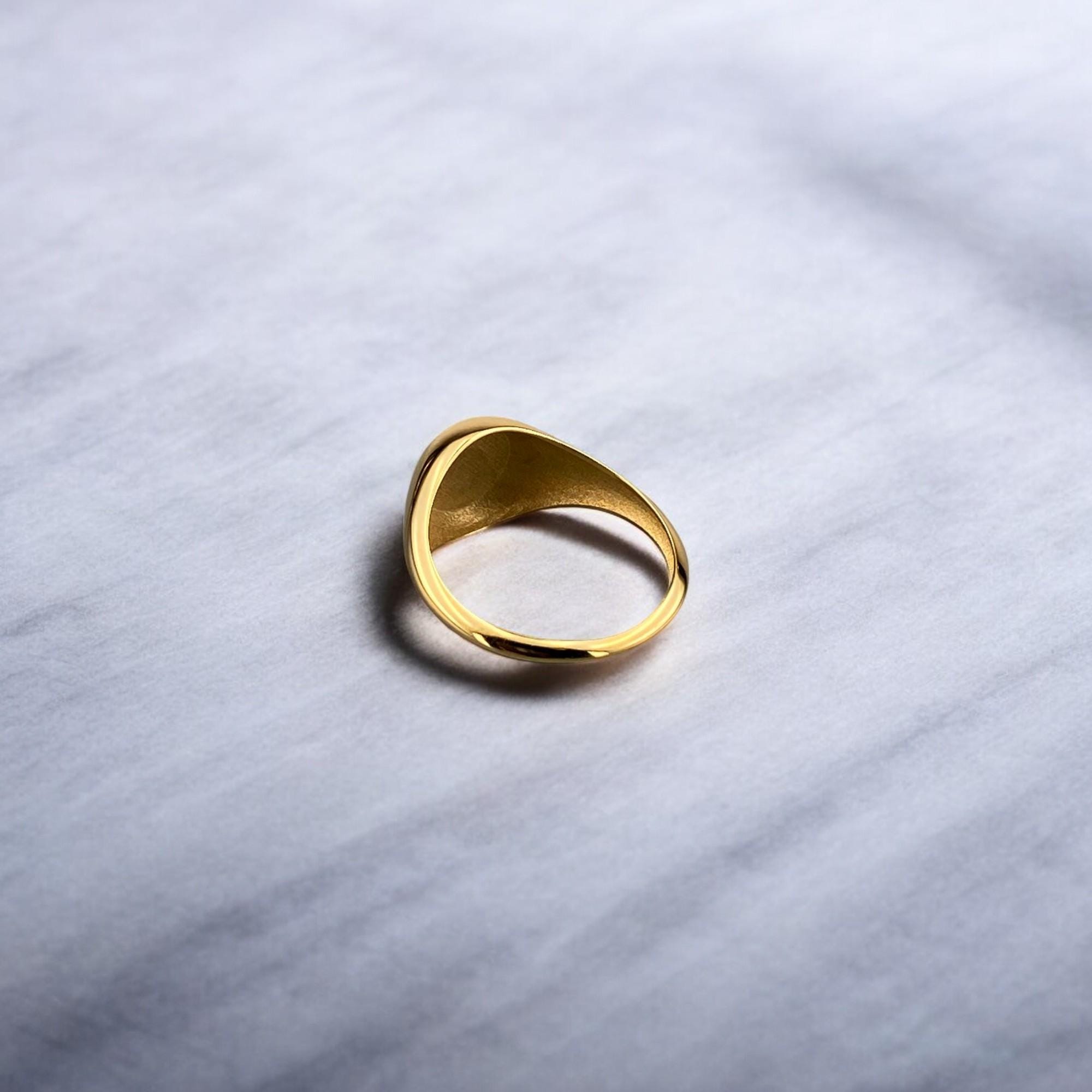 Signet Ring Real Real 18k Solid Gold Circle Signet Ring, Engraved Ring, Personalized ...