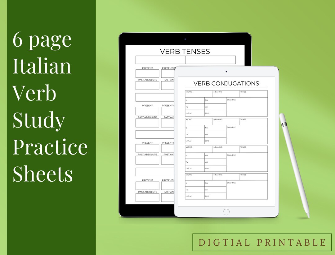 Italian Language Learning Verb Conjugation Study Practice Irregular ...