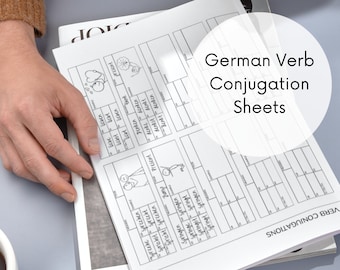 Set di fogli di coniugazione dei verbi tedeschi Deutsch Apprendimento della lingua tedesca