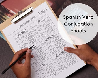 Spanish Verb Conjugation Sheets: Language Learning Printable (8x10in)