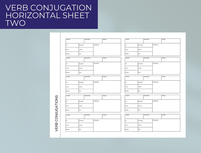 Brazilian Portuguese Verb Conjugation Sheets Verb Tenses Etsy