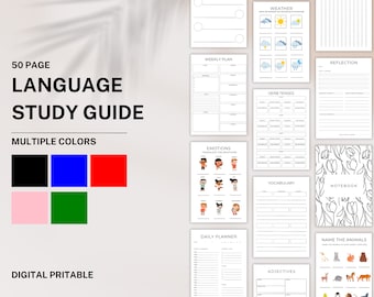 Language Learning Study Guide: 50 Page Digital Printable (PDF)