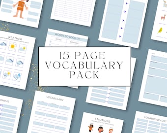 Language Learning Vocabulary Study Guide: 15-Page Printable Activities (Digital Printable)