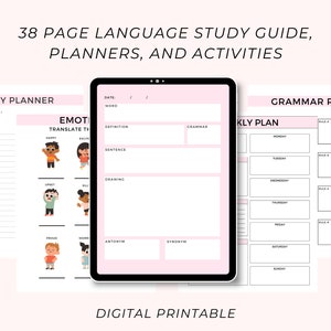 Language Learning Study Guide Planner Activities Pink Vocabulary Learning Grammar Learning Digital Printable Polyglot Languages 2023