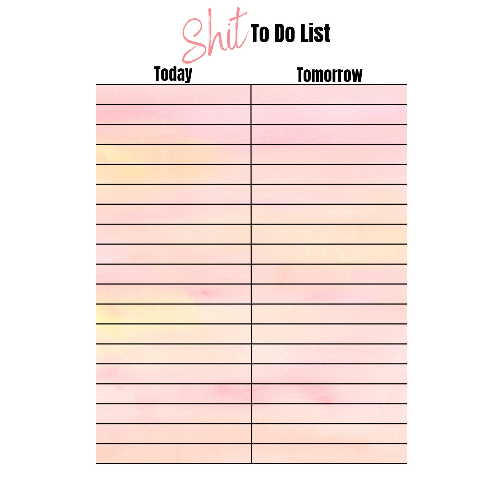 Shit to Do List Todo List Printable To-do List Printable and Digital ...