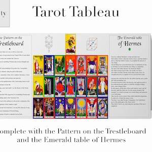 Ermetico Tarot Tableau con 22 carte BOTA, modello sul cavalletto e tavolo smeraldo di Hermes / Download istantaneo
