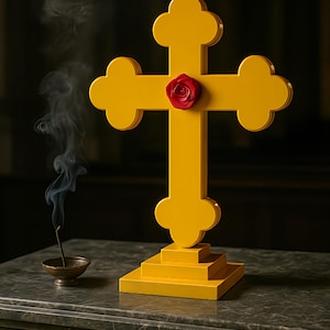 Rose Cross 3D Print STL File | Rosicrucian Golden Dawn Altar Model for 3D Printing | Occult Ritual Decor Download