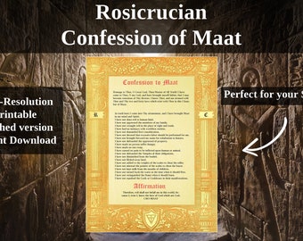 Confessioni di Maat Stampa / 42 Confessioni Negative Libro dei Morti Egizio / Etica Rosacrociana Opera d'arte da parete Download