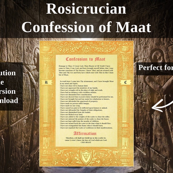 Confession of MAAT - Rosicrucian - AMORC - CRC - Esoterism - Instant Download - Wallpaper printable High Quality