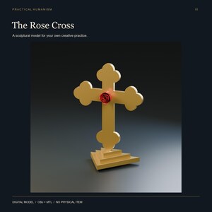 Rose Cross 3D Model: Rosicrucian Altar Design, OBJ and MTL Digital Files