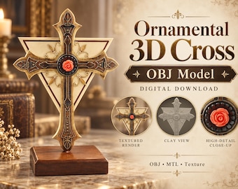 3D-model geïnspireerd op het AMORC-rozenkruis | Rosicrucian OBJ met texturen | Digitale download