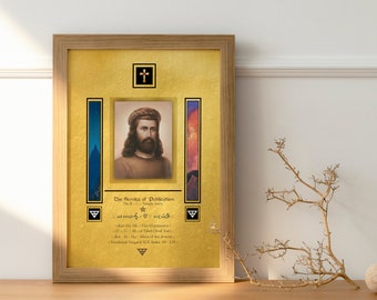 Stampa del ritratto del Maestro Kuthumi / Opera d'arte murale del Maestro Asceso Rosacrociano AMORC / Icona mistica della Teosofia, stampabile e scaricabile
