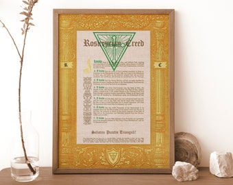 Stampa del Credo Rosacrociano / Poster della filosofia AMORC Arte murale occulta vintage / Manifesto mistico stampabile da scaricare