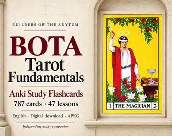BOTA Tarot Fundamentals Anki Flashcards: 787 studiekaarten, Engelstalige APKG-download