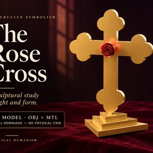 Rose Cross 3D Model: Rosicrucian Altar Design, OBJ and MTL Digital Files