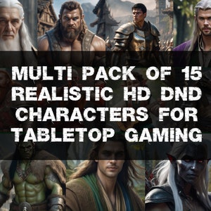 DnD Character Portrait Pack, 15 Fantasy TTRPG Tokens for VTT, NPC Art Bundle for Dungeons and Dragons, Baldurs Gate Style