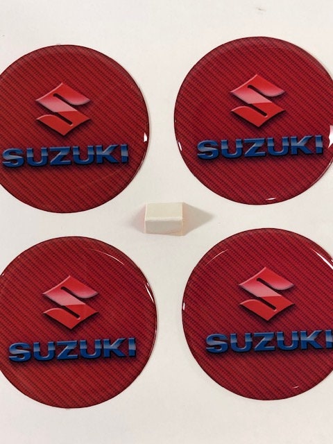 SET 4 X 40-120 Mm Hand Made Silicone Stickers Inspired by Suzuki Domed for  Wheels Rim Center Hub Caps 