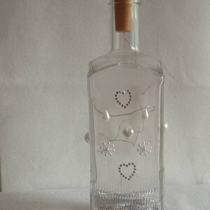 Bouteille lumineuse coeurs et perles