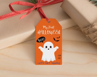 Editable Halloween My First Tags, Halloween Favor Tag for Gift Box, Personalized Printable My First Halloween Template for Gifts