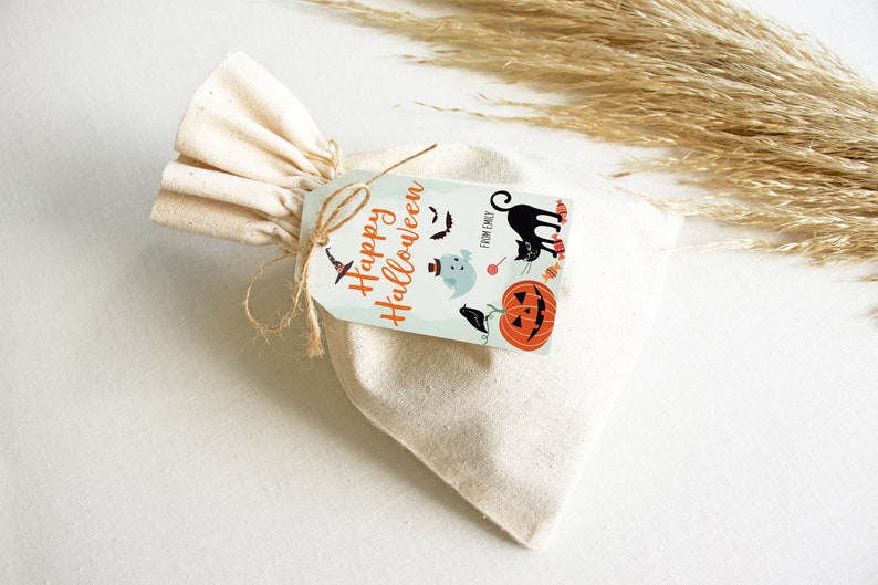 Editable Halloween Tags, Happy Halloween Favor Tag for Gift Box, Personalized Printable Happy Halloween Template image 4