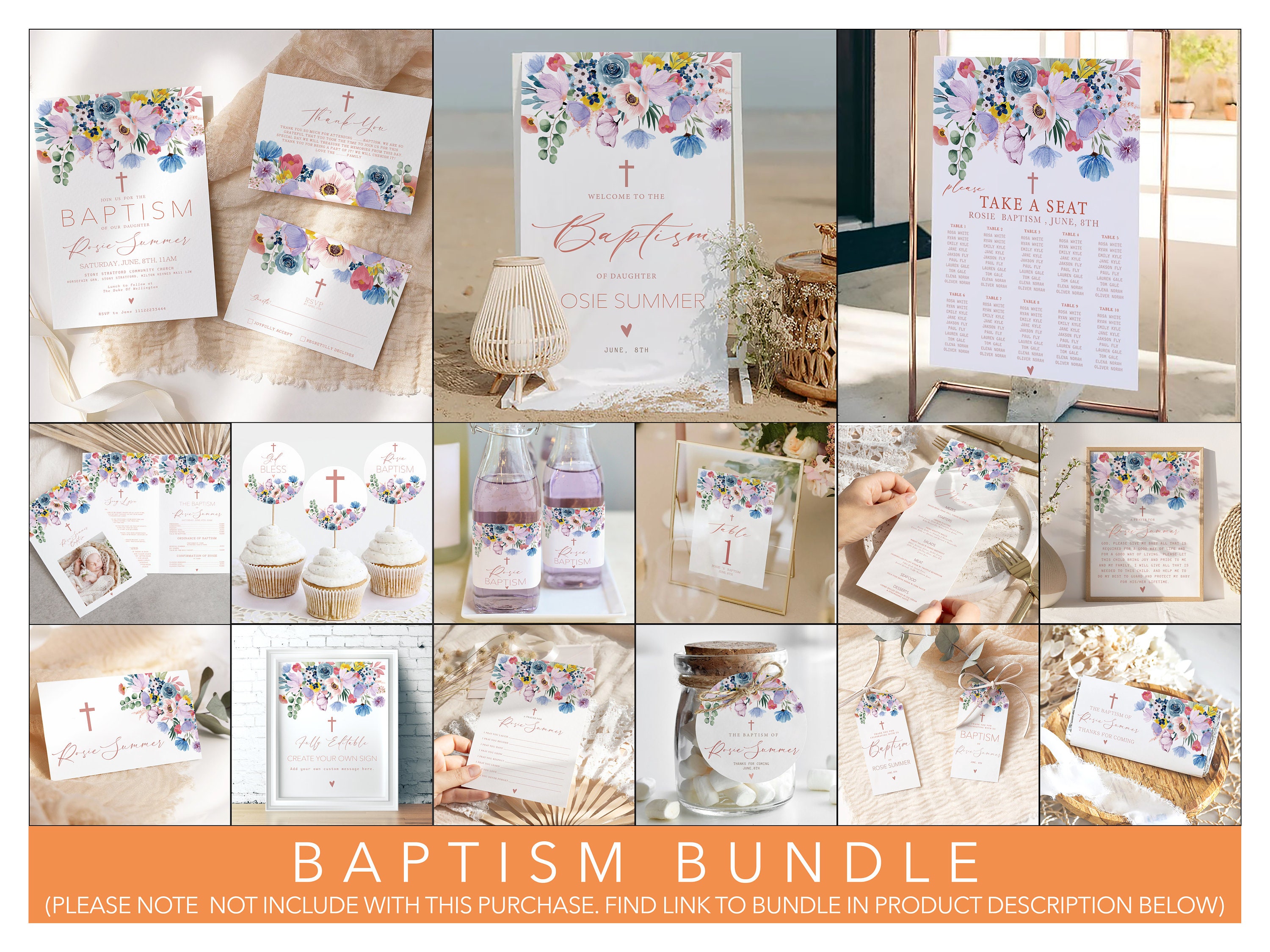 Baptism Table Baptism Table Numbers, Printable Baptism Place Card, Editable ...