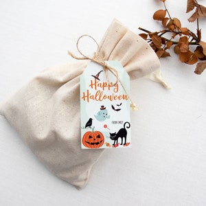 Editable Halloween Tags, Happy Halloween Favor Tag for Gift Box, Personalized Printable Happy Halloween Template image 2