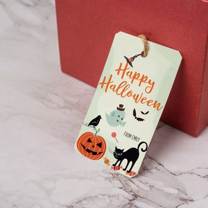 Editable Halloween Tags, Happy Halloween Favor Tag for Gift Box, Personalized Printable Happy Halloween Template image 7