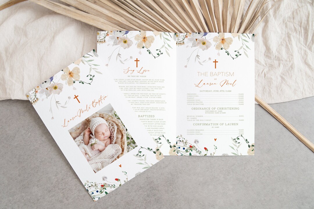 Baptism Programs, Baptism Program Card, Girls Christening Program