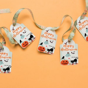 Editable Halloween Tags, Happy Halloween Favor Tag for Gift Box, Personalized Printable Happy Halloween Template image 6