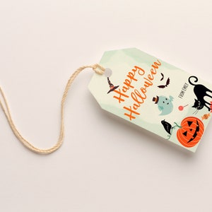 Editable Halloween Tags, Happy Halloween Favor Tag for Gift Box, Personalized Printable Happy Halloween Template image 3