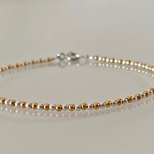 Silver and gold pearl bracelet, 925 silver pearls, 18K gold plated pearls, thin and delicate bracelet, stackable bracelet, gold and silver