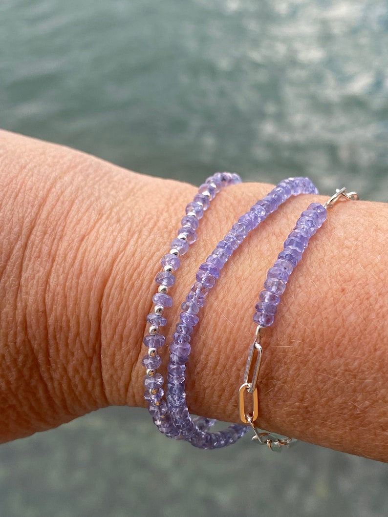 Tanzanite bracelet, blue bracelet, silver bracelet, blue tanzanite, natural tanzanite, bracelet set image 3