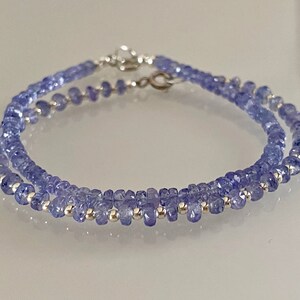 Tanzanite bracelet, blue bracelet, silver bracelet, blue tanzanite, natural tanzanite, bracelet set image 2