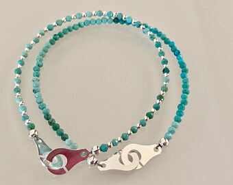 Turquoise bracelet clasp handcuffs, clasp handcuffs silver 925, turquoise, turquoise and silver bracelet, fine and delicate bracelet