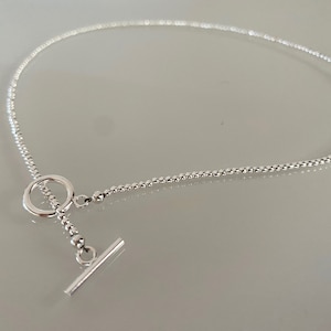 Silver bead necklace and T-clasp, 2mm silver beads, fine necklace, silver necklace, bead necklace, T-clasp, 925 silver