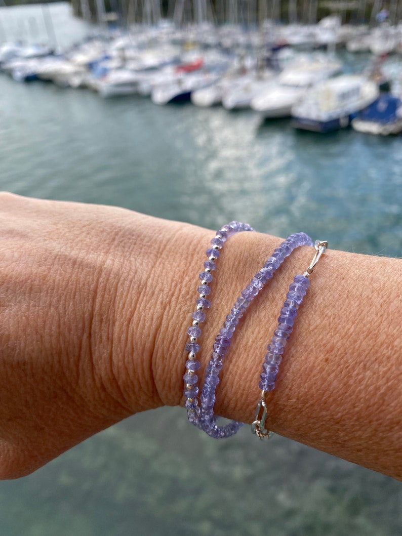 Tanzanite bracelet, blue bracelet, silver bracelet, blue tanzanite, natural tanzanite, bracelet set image 9