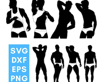 Sexy Men SVG Silhouette Clip Art, Male Strippers, Male Dancers, Hot Men, Stripper Pose, Male Model, Male Posing, Digital Download