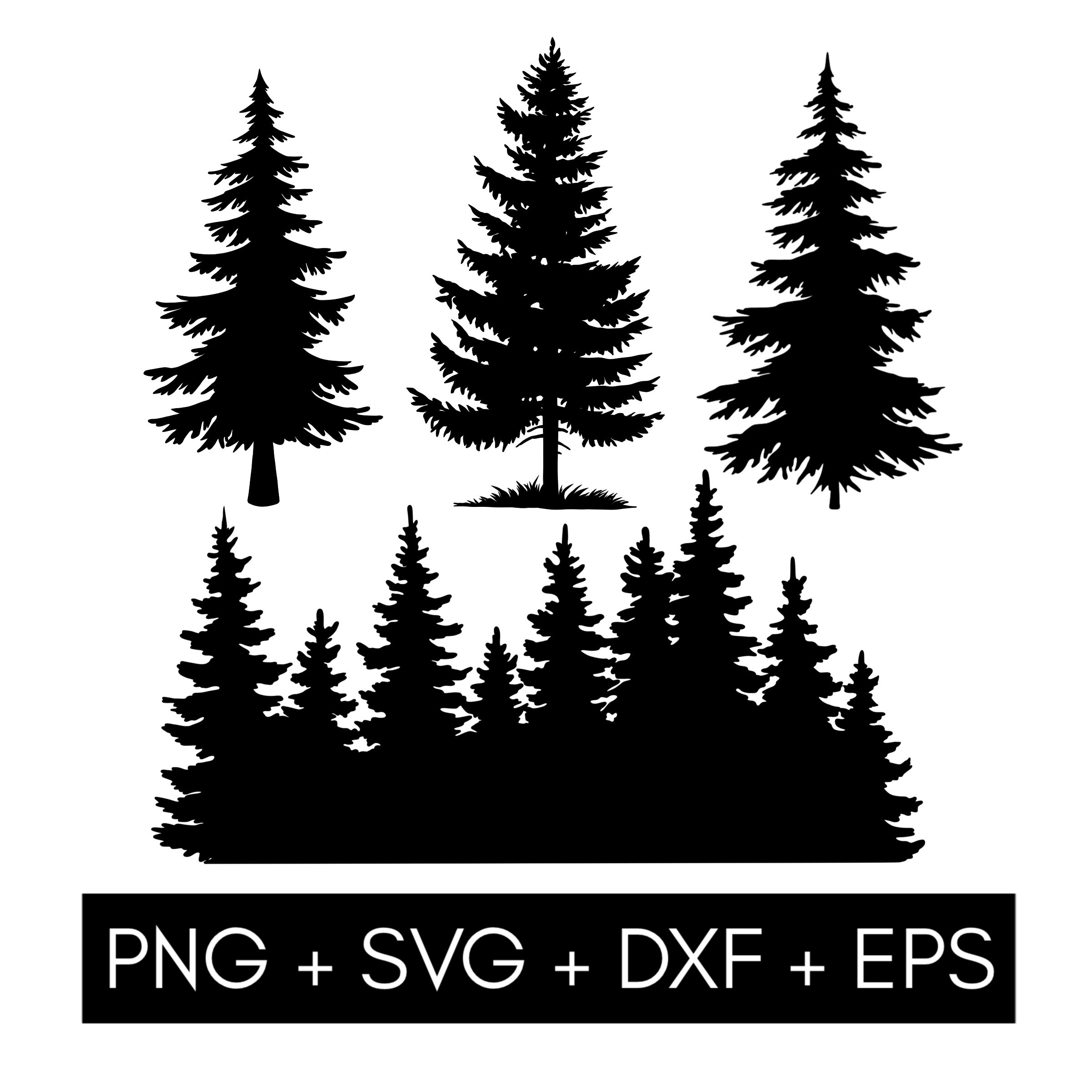 Pine Tree SVG, Forest SVG Cut File, Tree svg, Cut Files, Silhouette, Cricut, Png, svg, dxf, eps