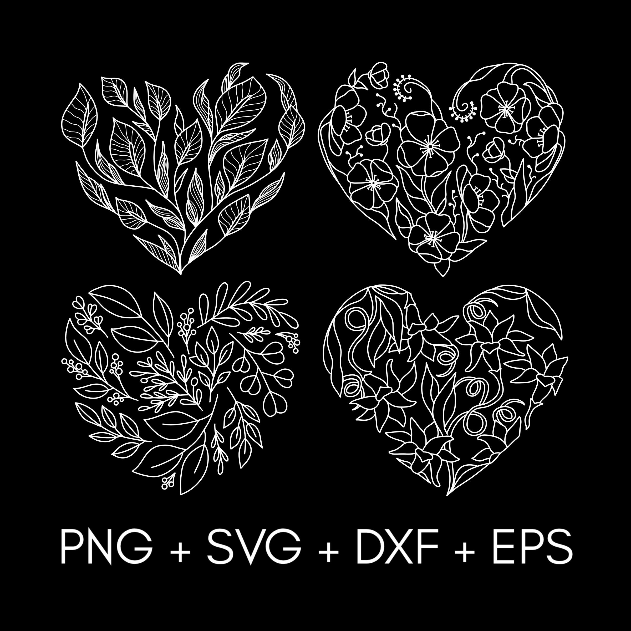 4 Hearts SVG, Floral Heart SVG, Flower Svg, Floral Svg, Valentines Svg