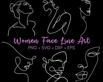 6 Women Line Art SVG, Faces Woman Line Art SVG, Line Art Women SVG Bundle, Cut Files for Cricut