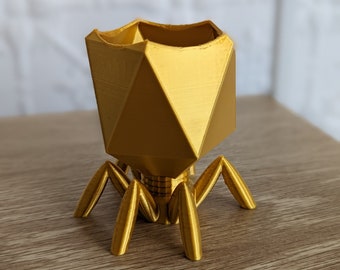 Gold / Rainbow Bacteriophage Pen & Pencil Holder/Planter for Biologists