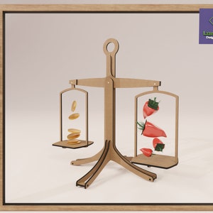 Archivo de corte láser de balanza / plantilla de balanza de cocina dxf / patrón de balanza de pesaje svg Glowforge